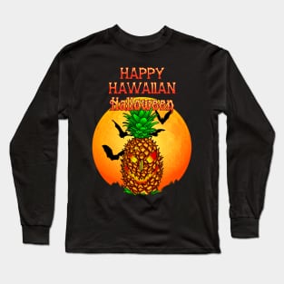 Happy Hawaiian Halloween Pineapple Skull Long Sleeve T-Shirt